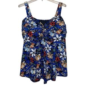 A Shore Fit Swim Top Floral Black Blue Red and White 
Size 24W